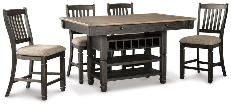 Tyler Creek Counter Height Table with 4 Barstools, Server and Display Cabinet
