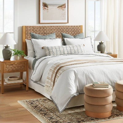 Full/Queen Merrow Duvet Cover & Sham Set, White/Dark Gray, Cotton - Threshold x Studio McGee