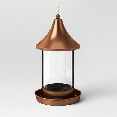 Outdoor Bird Feeder 11" Copper Finish, Threshold™ Rust-Resistant, No Assembly, Glass & Iron