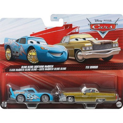 Disney and Pixar Cars 2-Pack: Bling Bling Lightning McQueen & Tex Dinoco, 1:55 Scale Die-Cast