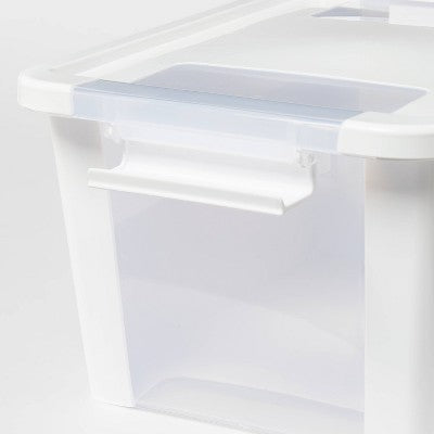 2pk Latching Window Utility Storage Boxes Small True White - Brightroom