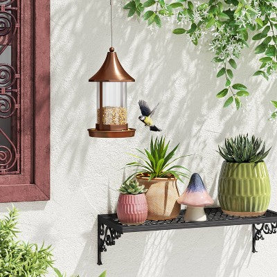 Outdoor Bird Feeder 11" Copper Finish, Threshold™ Rust-Resistant, No Assembly, Glass & Iron