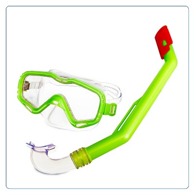 Aqua Leisure BIG ISLAND Kids' Snorkel Mask Combo - Yellow: PVC, Latex-Free, Adjustable Strap