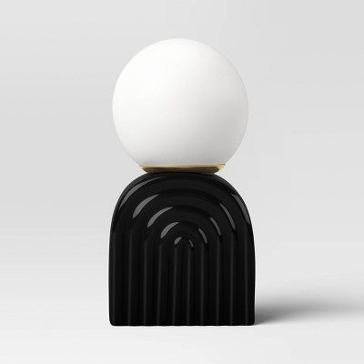 Mini Glass Orb Shade with Ceramic Base Novelty Table Lamp Black - Room Essentials