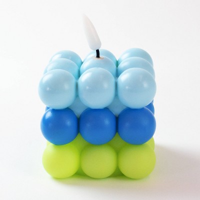 9 Target Bullseye’s Playground LED Candles-Blue/Green Cube Bubble Design -NEW