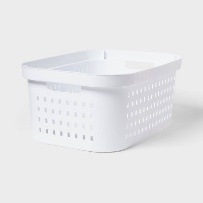 1.5bu Rectangle Modern Laundry Basket - Brightroom™ White Plastic Clothes Basket with Handles