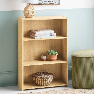 3 Shelf Dorm Bookcase Natural Wood - Room Essentials