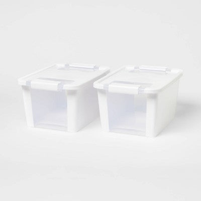 2pk Latching Window Utility Storage Boxes Small True White - Brightroom