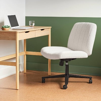 Upholstered Criss Cross Armless Office Chair with Metal Swivel Base - Room Essentials™