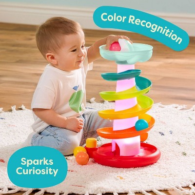 B. Toys Pop-O-Color Ball Tower - Swirly Ball Drop Toy with Lights and 4 Balls