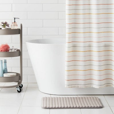 17"x24" Ribbed Cushion Foam Bath Rug Light Gray - Room Essentials