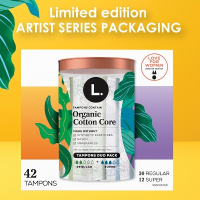L . Organic Cotton Full Size Multipack Refill Tampons - Regular/Super - 42ct