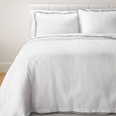 Full/Queen Merrow Duvet Cover & Sham Set, White/Dark Gray, Cotton - Threshold x Studio McGee