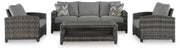 Oasis Court Outdoor Sofa/Chairs/Table Set (Set of 4)