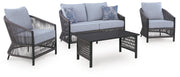 Bridges Beach Outdoor Love/Chairs/Table Set (Set of 4)