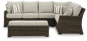 Brook Ranch Outdoor Sofa Sectional, Bench, Lounge Chair and Table
