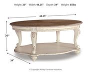 Realyn Coffee Table, 2 Ends and Console