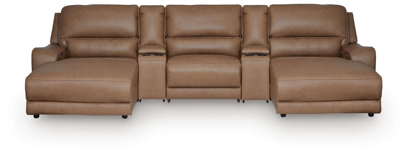 DeepWakes 5-Piece Reclining Sectional with Double Chaise and Storage Consoles