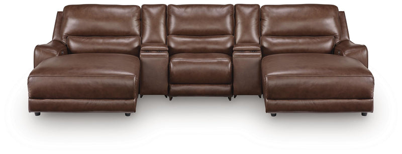 DeepWakes 5-Piece Reclining Sectional with Double Chaise and Storage Consoles