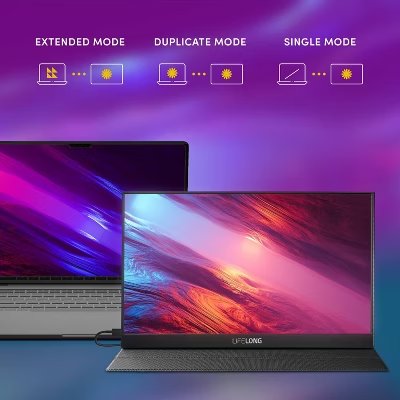 Lifelong 15.6" 1080P Portable Monitor G70-T: IPS, Built-In Speakers, 60Hz, HDMI & USB-C