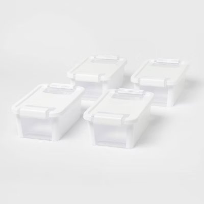 4pk Latching Window Utility Storage Box Extra Small True White - Brightroom
