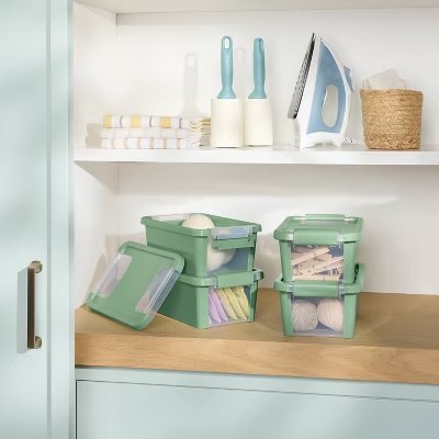 4pk Latching Window Utility Storage Box Extra Small True White - Brightroom