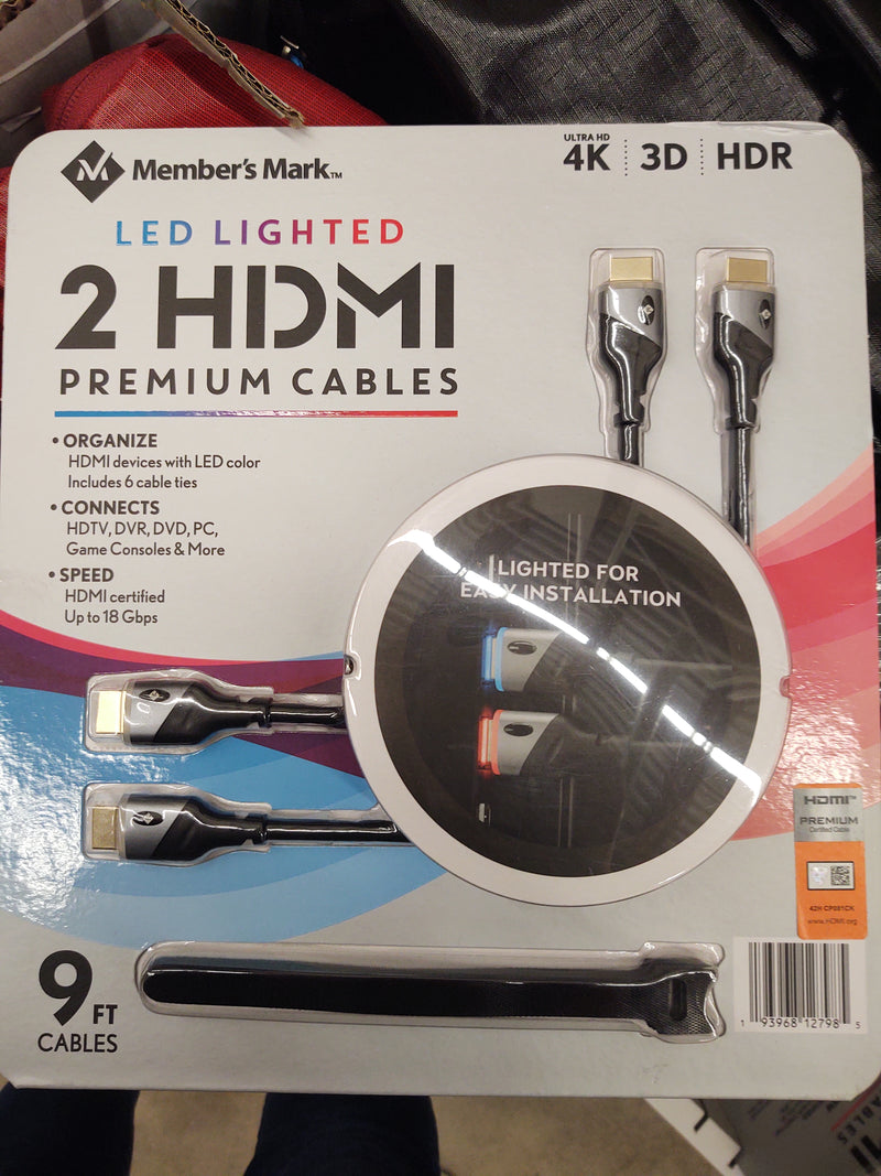 MM HDMI LED LIGHTED CABLES 2PK